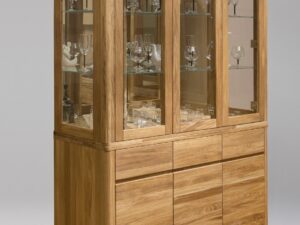 Шкаф-витрина комбинированный Лозанна-3 из массива дуба