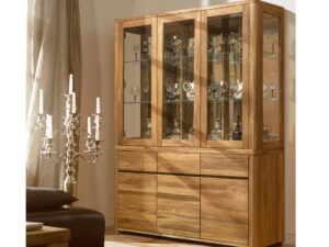 Шкаф-витрина комбинированный Лозанна-3 из массива дуба